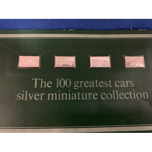 830 - FOUR SILVER INGOTS FROM THE HUNDRED GREATEST CARS SILVER MINATURE COLLECTION