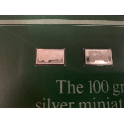 830 - FOUR SILVER INGOTS FROM THE HUNDRED GREATEST CARS SILVER MINATURE COLLECTION