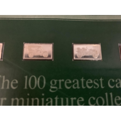 830 - FOUR SILVER INGOTS FROM THE HUNDRED GREATEST CARS SILVER MINATURE COLLECTION