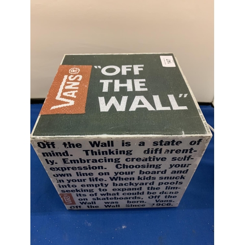 147 - A 'VANS OFF THE WALL' CUBE TABLE LAMP