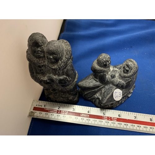 163 - TWO CARVED ESKIMO FIGURES