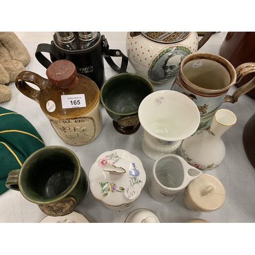 165 - VARIOUS CERAMICS TO INCLUDE OLD COUNTRY ROSES SHOES, AYNSLEY DISHES, VASES, JARS, JUGS ETC