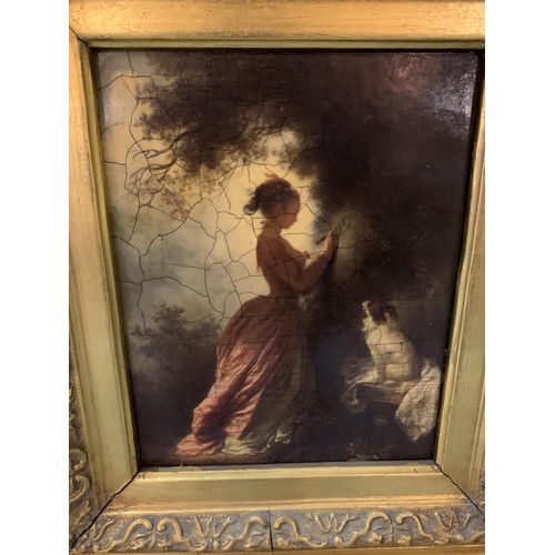 182 - A SQUARE HEAVY GILT FRAMED PRINT OF A LADY