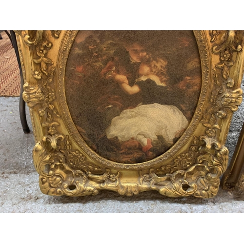 184 - A HEAVY GILT FRAMED PRINT OF A YOUNG BOY AND GIRL