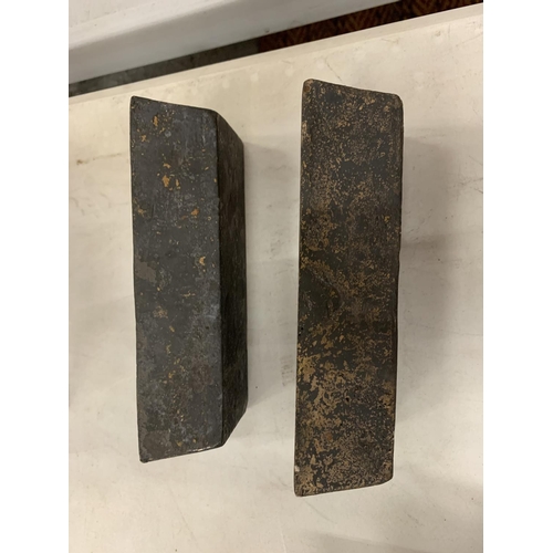 191 - TWO VINTAGE CAST IRON INGOT MOULDS