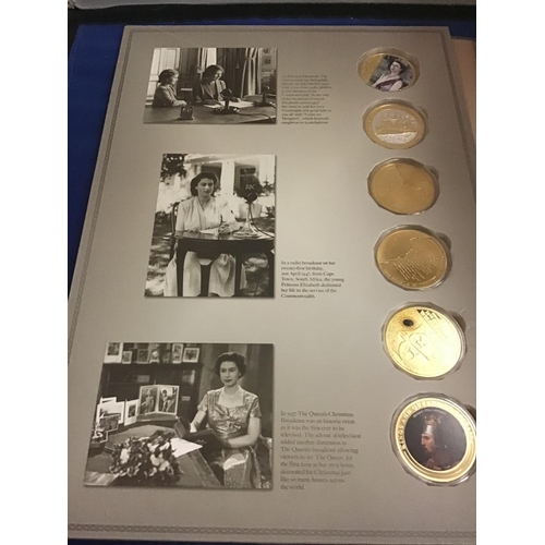 834 - A COLLECTION OF TWELVE COINS DEPICTING THE SPEECHES OF QUEEN ELIZABETH THE SECOND FROM 1952-2012