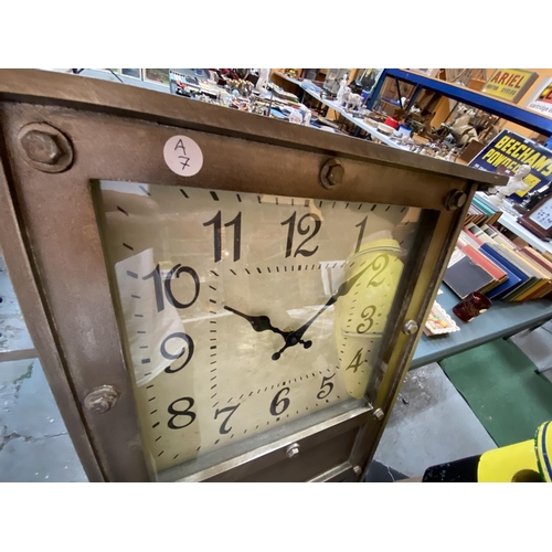 238A - A LARGE WALL HANGING CABINET WITH CLOCK AND LETTER HOLDERS