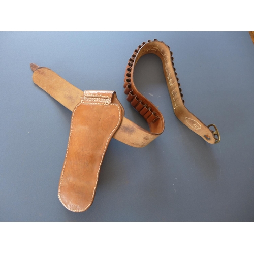 326 - A LEATHER HOLSTER AND BELT