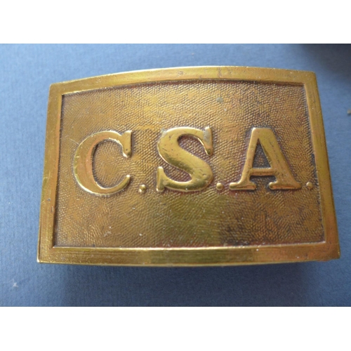 333 - A C.S.A. BELT BUCKLE STAMPED TO THE BACK ROBINSON ADAMS AND A COMMITTEE OF VIGILANCE BELT BUCKLE