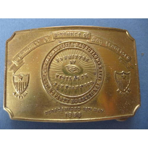 333 - A C.S.A. BELT BUCKLE STAMPED TO THE BACK ROBINSON ADAMS AND A COMMITTEE OF VIGILANCE BELT BUCKLE