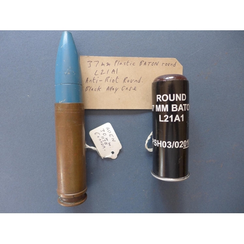 350 - A 37 MM PLASTIC BATON ROUND AND AN ADEN 30 MM CANON ROUND