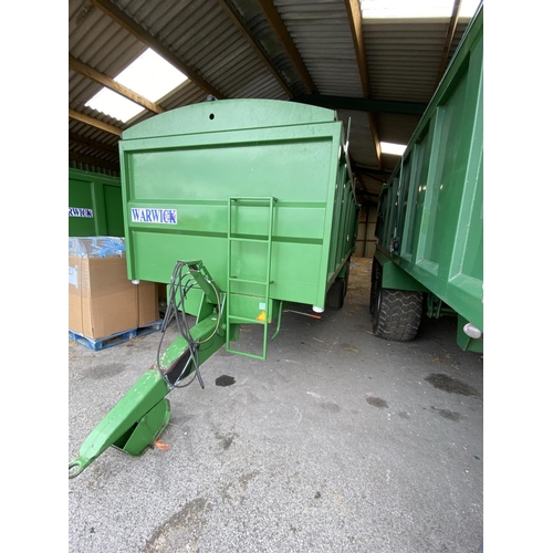 75 - A 2011 WARWICK 14 TONNE GRAIN TRAILER WITH ROLLER SHEET, SPRUNG DRAWBAR, HYDRAULIC DOOR AND INSIDE/O... 