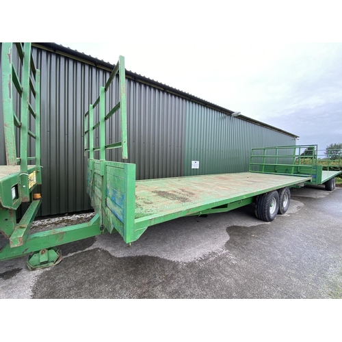 77 - A 24 FOOT TANDEM AXLE BALE TRAILER WITH CHEQUER PLATE FLOORS AND ON 12.5/80 15.3 14PLY TYRES