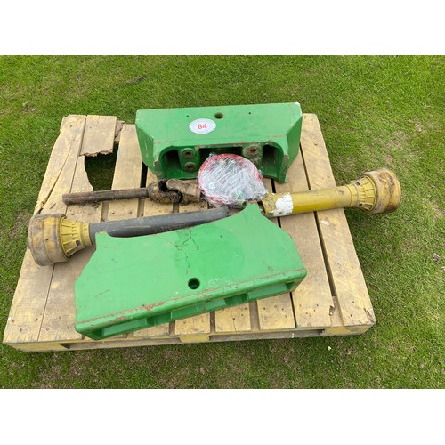 84 - TWO JOHN DEERE WEIGHT FRAMES AND PTO ETC.