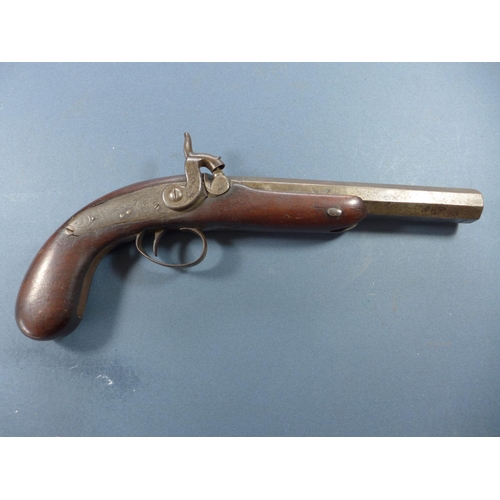 387 - A PERCUSSION CAP PISTOL - 18 CM BARREL