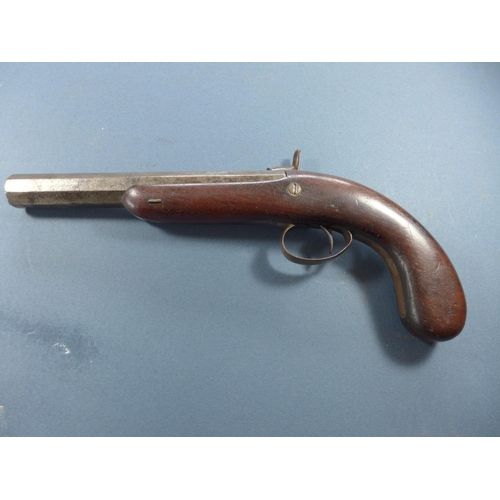 387 - A PERCUSSION CAP PISTOL - 18 CM BARREL