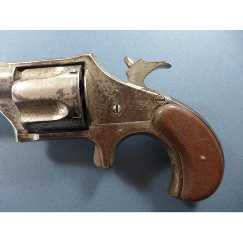 393 - A REMINGTON & SONS OBSOLETE CALIBRE 32 RIM FIRE FIVE SHOT REVOLVER - 9.5 CM BARREL