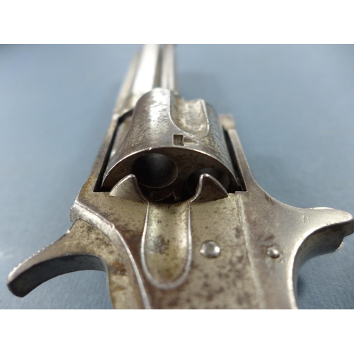 393 - A REMINGTON & SONS OBSOLETE CALIBRE 32 RIM FIRE FIVE SHOT REVOLVER - 9.5 CM BARREL