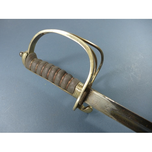 396 - A ROYAL ARTILLERY SWORD BY H H SHEFFIELD - 89 CM BLADE