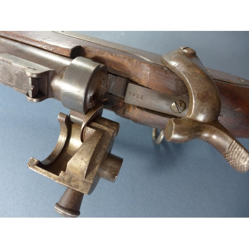 402 - A US CIVIL WAR PERIOD JOSLYN .55 CALIBRE (OBSOLETE) CARBINE, BR=EARS DATE 1864 NO 7522 - 53 CM BARRE... 