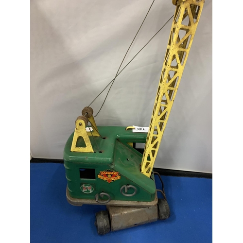 138 - A TOY TINPLATE 'LUMAR CONTRACTORS' HIGH LIFT MOBILE CRANE