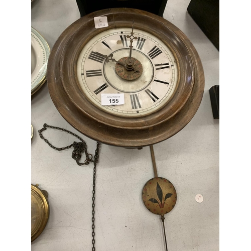 155 - A WALL CLOCK FACE AND MECHANISM WITH ENAMEL DIAL