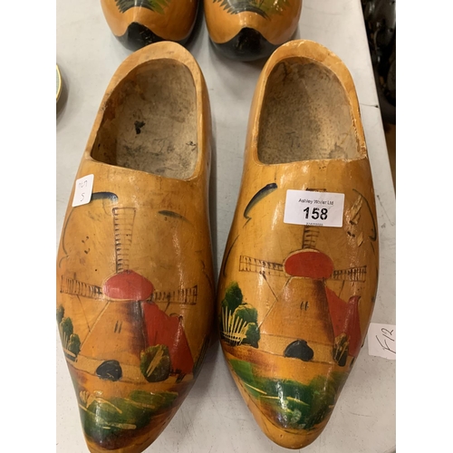 158 - TWO PAIRS OF WOODEN CLOGS DEPICTING DUTCH SCENES