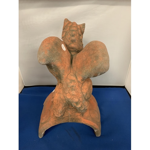 3 - A TERRACOTTA ROOF FINALE OF A DRAGON DECORATION- 39CM TALL