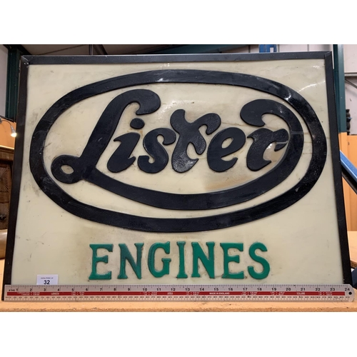 32 - A LISTER ENGINES ILLUMINATED LIGHT BOX SIGN