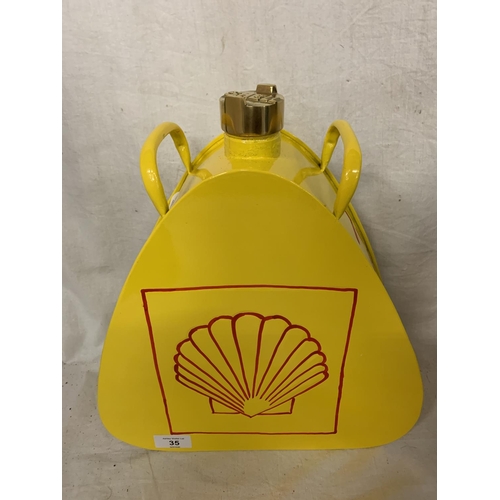 35 - A METAL REPRODUCTION SHELL GARAGE MOTOR CAR PETROL CAN WITH BRASS TOP