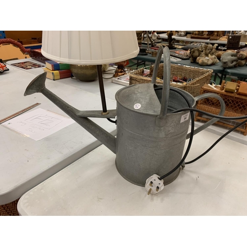 94 - A GALVANISED WATERING CAN CONVERTED TO A LAMP