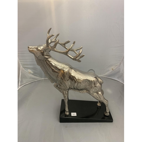 203 - AN IMPRESSIVE LARGE CHROME STAG ON A MARBLE BASE