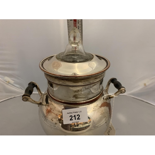 212 - A SILVER PLATED COFFEE PERCULATOR URN WITH OIL BURNER