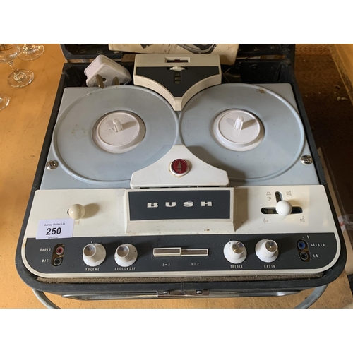 250 - A VINTAGE CASED BUSH REEL TO REEL TAPE RECORDER WITH ORIGINAL BOX