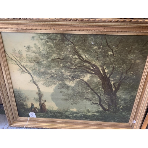 253A - A FRAMED PICTURE OF A LANDSCAPE AND TWO FRAMED MIRRORS