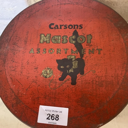 268 - A VINTAGE LARGE CARSONS MASCOT ASSORTMENT TIN