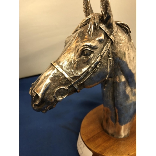 6A - AN IMPRESSIVE SILVER HALLMARKED HORSE BUST FIGURE SIGNED BY SCULPTURE ARTIST 'DAVID GEENTY' TO REVER... 