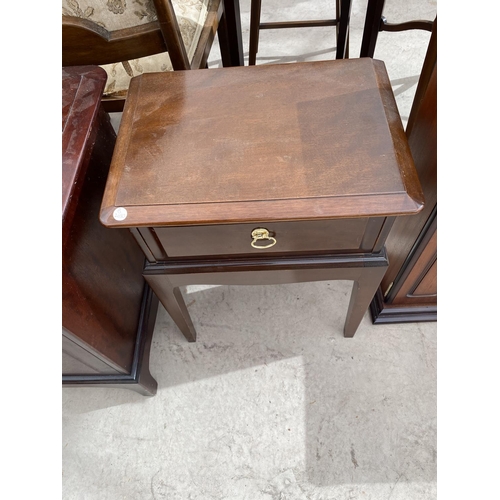 2143 - THREE STAG MINSTREL MAHOGANY ITEMS - A BEDSIDE CABINET, A CHEST OF THREE SMALL AND TWO LONG DRAWERS ... 