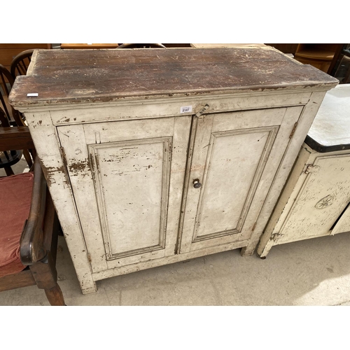 2147 - A PAINTED PINE CABINET WITH TWO DOORS