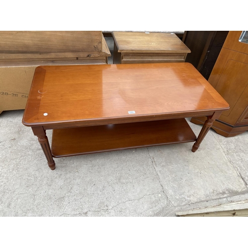 2161 - A YEW WOOD COFFEE TABLE