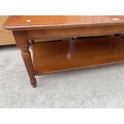 2161 - A YEW WOOD COFFEE TABLE