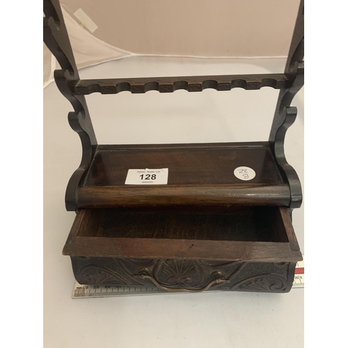 128 - A SMALL MAHOGANY WALL SHELF WITH LOWER  DRAWER