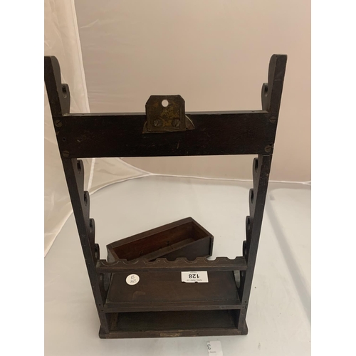 128 - A SMALL MAHOGANY WALL SHELF WITH LOWER  DRAWER