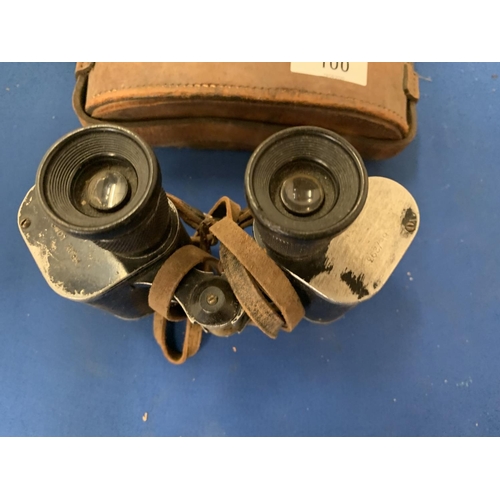 100 - A PAIR OF VINTAGE BINOCULARS WITH CASE A/F