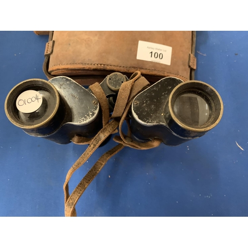 100 - A PAIR OF VINTAGE BINOCULARS WITH CASE A/F