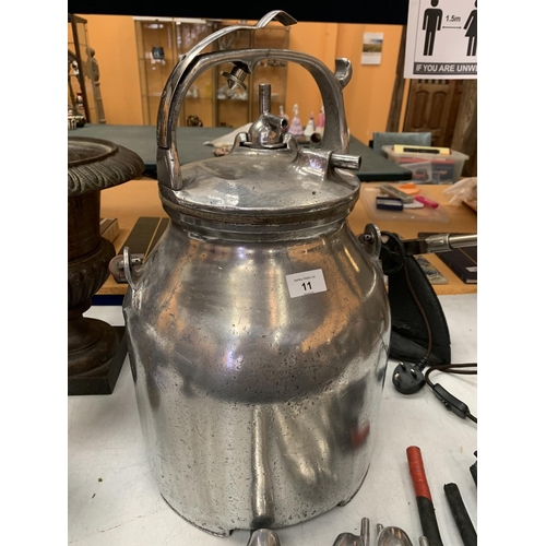 11 - A STAINLESS STEEL MILK CHURN