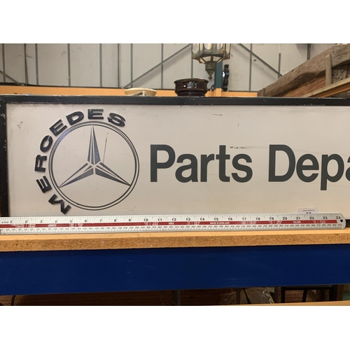 20 - A MERCEDES BENZ PARTS DEPARTMENT ILLUMINATED LIGHT BOX SIGN