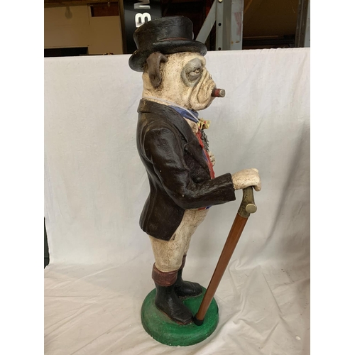 22 - A TALL BRITISH BULLDOG FIGURE WITH MEDAL