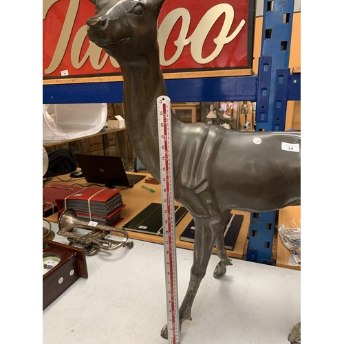 24 - A LARGE BRASS ANTELOPE