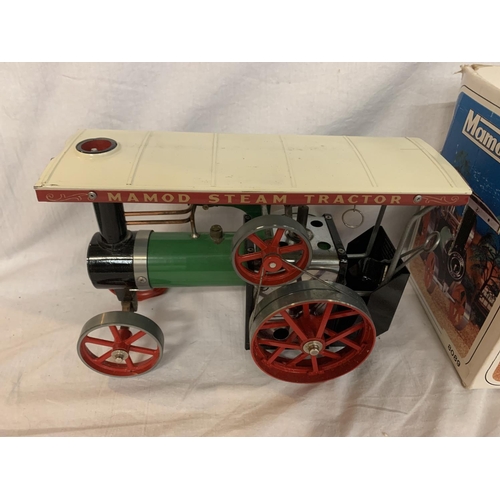 319 - A BOXED MAMOD STEAM TRACTOR IN AS NEW CONDITION (FIRED UP ONCE) COMPLETE